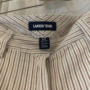 New Without Tags Lands' End Brown/Tan/White Seersucker Trousers, Size 6 Tall